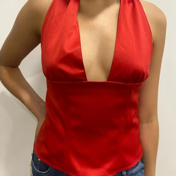 Vintage Top Shop Red Halter Top - Picture 5 of 6